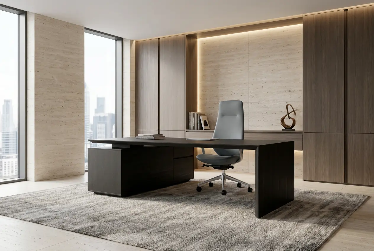 Hanson executive office chair in a warm, contemporary workplace