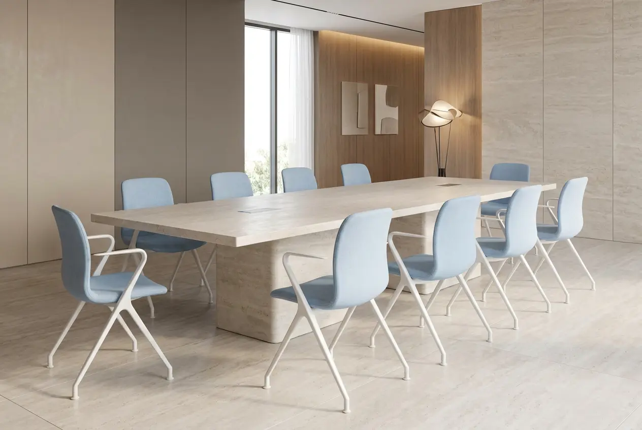 A contemporary meeting room arranged with Hanson chairs