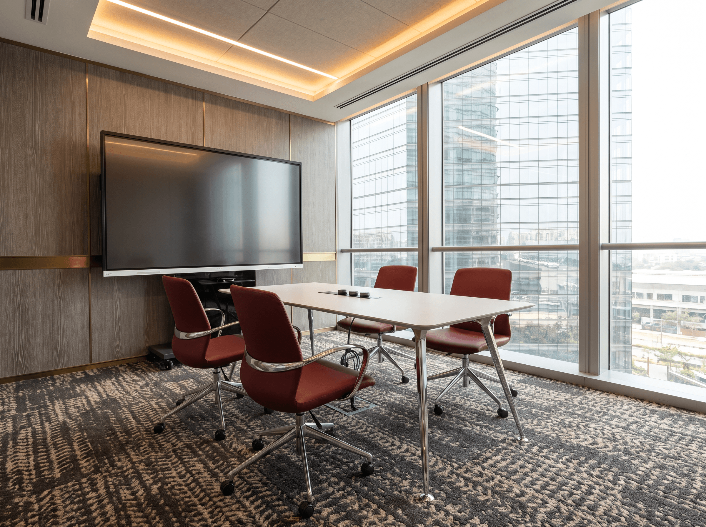 Window-side counter seating in the Shanghai office